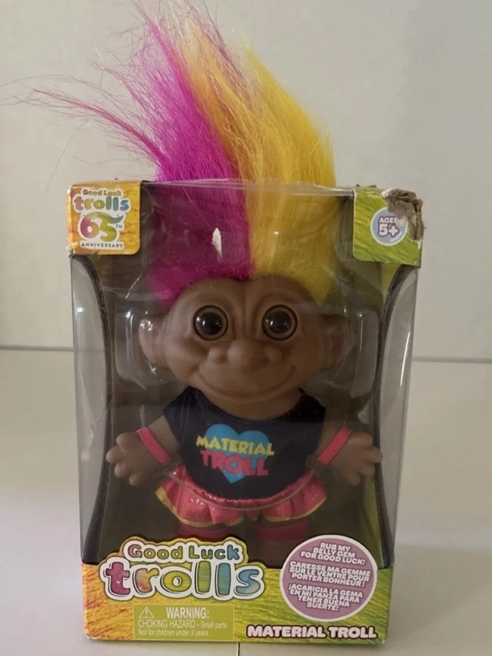 Trolls Material Troll Doll with Pink and Yellow Hair